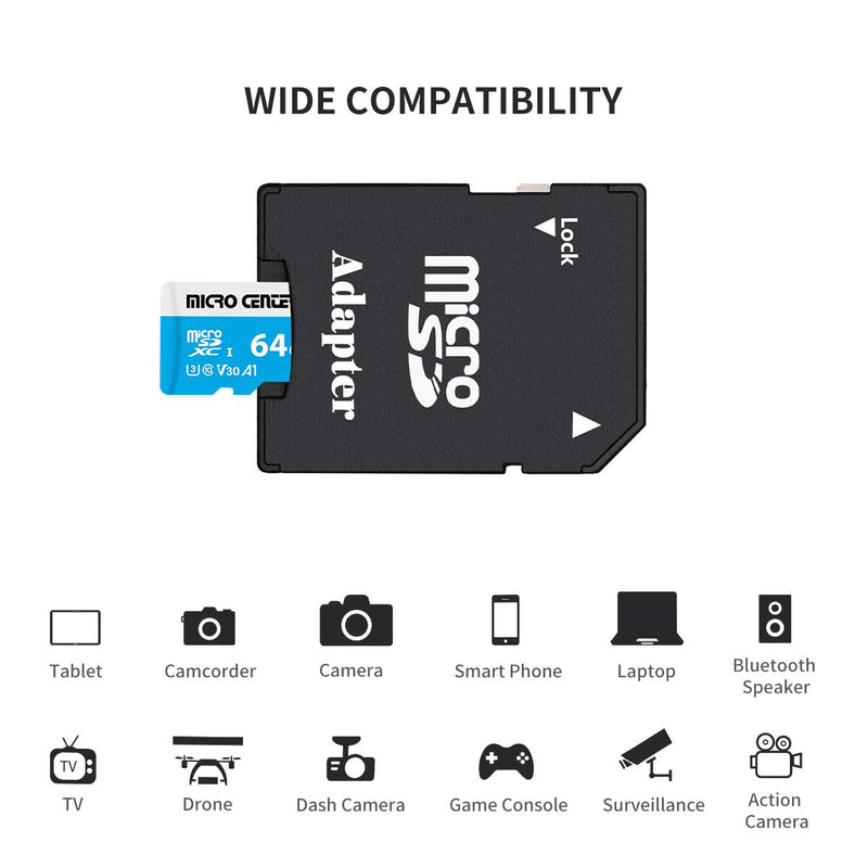  [AUSTRALIA] - Micro Center 64GB microSDXC Card 2 Pack, Nintendo-Switch Compatible Micro SD Card, UHS-I C10 U3 V30 4K UHD Video A1 R/W Speed up to 95/30 MB/s Flash Memory Card with Adapter (64GB x 2) 64GB x 2 Pack