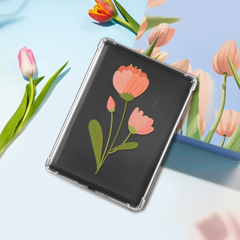  [AUSTRALIA] - CoBak Clear Case for All-New Kindle Paperwhite 11th Gen 2021 & Signature Edition(6.8") - Lightweight, Scratch-Proof Silicone Back Cover with Playful Flower Design