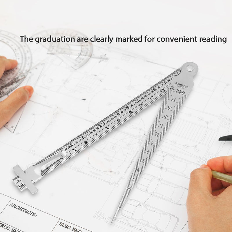  [AUSTRALIA] - Stainless Steel Taper Welding Gauge Test Welding Taper Gap Gauge Depth Ruler Hole Inspection Tool
