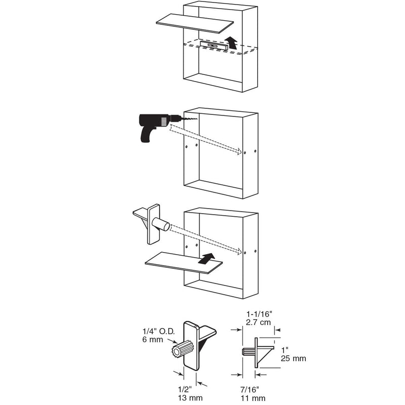  [AUSTRALIA] - Prime-Line Products U 9255N Shelf Support Pegs, 1/4 In. Diameter, Plastic, Brown (Pack Of 8),