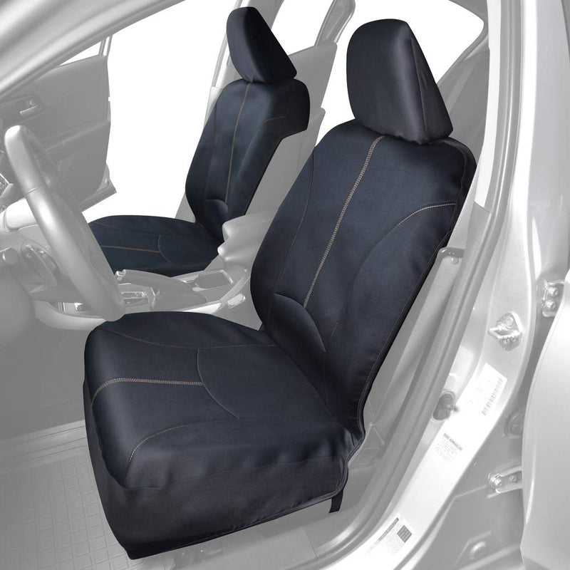  [AUSTRALIA] - BDK Motor Trend Waterproof Car Seat Covers for Front Seats Only – Comfortable Neoprene Protection with Two-Tone Stitching, Easy to Install, Universal Fit for Most Cars Trucks Vans and SUVs Beige Stitching