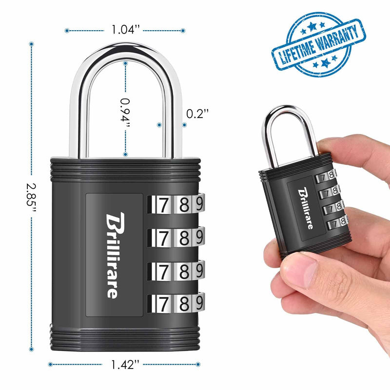  [AUSTRALIA] - 4 Pack Combination Lock, 4-Digit Waterproof Padlock, Zinc Alloy Outdoor Keyless Resettable Travel Luggage Locks for Backpack, Gym Locker, Hasp, Fence, Gate, Case, Toolbox-by BRILLIRARE