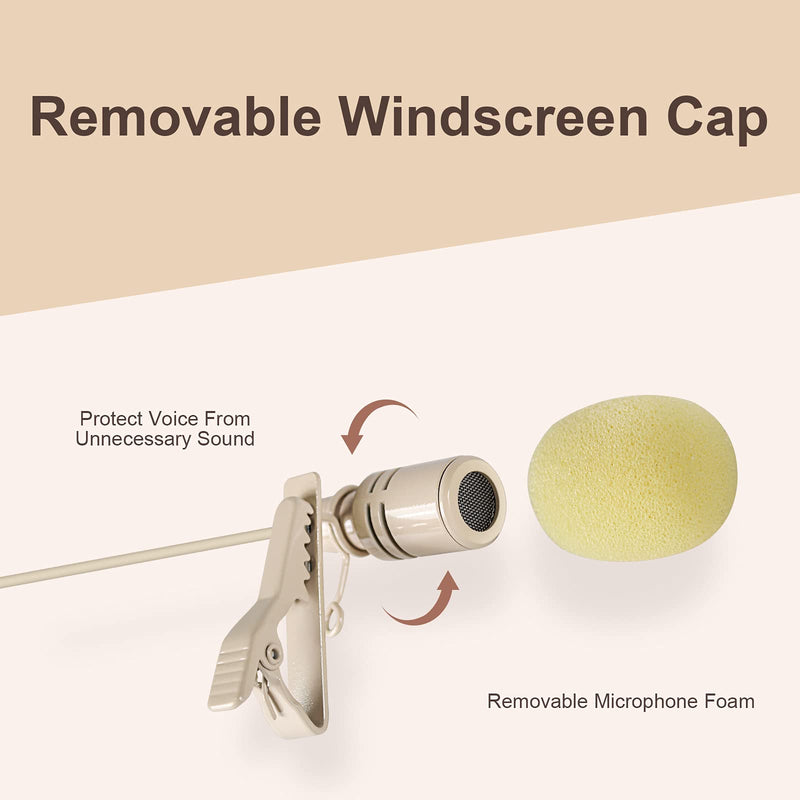  [AUSTRALIA] - Phenyx Pro Beige Color Lavalier Lapel & Headset Mic Combo with Mini XLR Jack, Hands-Free Clip-on Lapel Mic, and Flexible Wired Boom Headset, Compatible with All Phenyx Pro Wireless Mic System