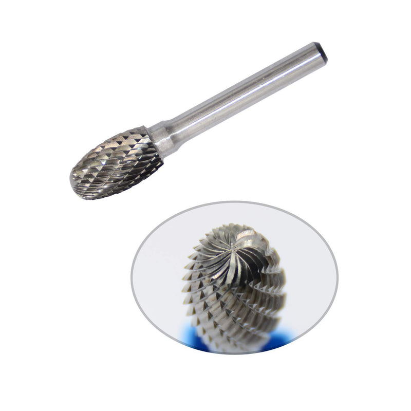 SE-5 Tungsten Carbide Burr Rotary File Oval Egg Shape Double Cut with 1/4''Shank for Die Grinder Drill Bit - LeoForward Australia