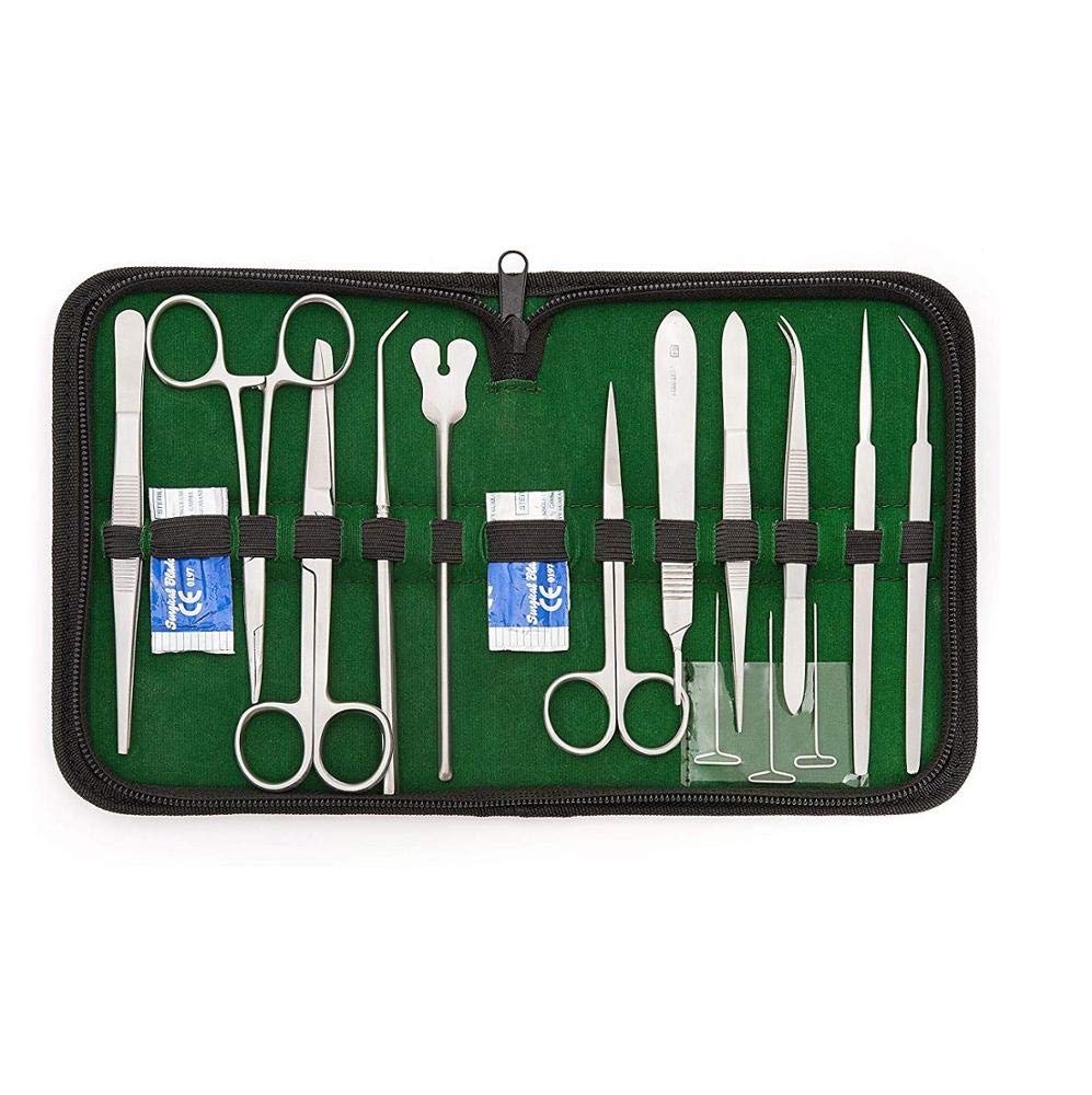  [AUSTRALIA] - 1 Year Warranty!! 24 Pcs Dissection Kit for Anatomy & Biology Students Includes Scalpel Knife Handle - 11 Blades - Case - Dissecting Tool Set for Frogs Animals etc, Lab Veterinary Botany