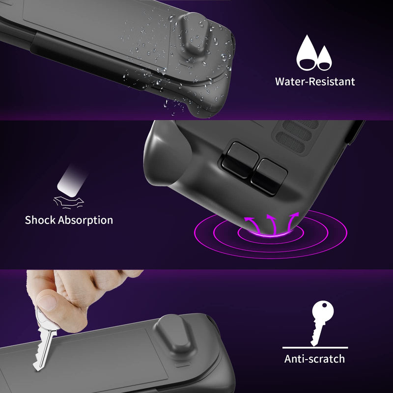  [AUSTRALIA] - EJGAME Upgraded Ultra Slim TPU Protective Case with Front Cover for Steam Deck , Shock-Absorption, Non-Slip and Anti-Scratch Design Cover Protector