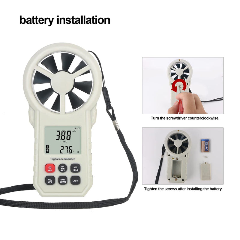  [AUSTRALIA] - Digital Anemometer Anemometer, Portable Air Flow Meter, CFM Meter for HVAC Fan/Shooting/Drone, Air Flow Speed Meter with Wind Temperature/Humidity Sensor-Gray Black.(APP)