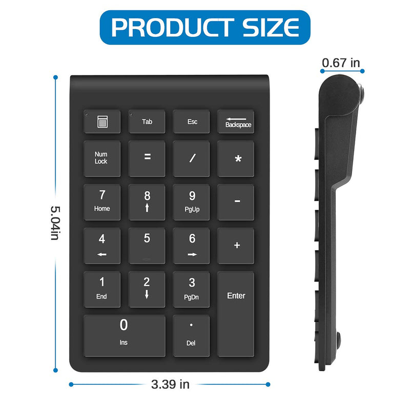  [AUSTRALIA] - Wireless Number Pads, Numeric Keypad Numpad 22 Keys Portable 2.4 GHz Financial Accounting Number Keyboard Extensions 10 Key for Laptop, PC, Desktop, Surface Pro, Notebook