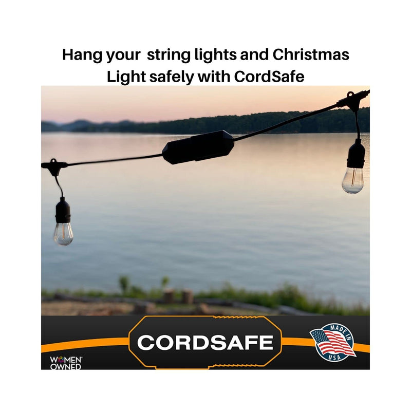  [AUSTRALIA] - CordSafe Extension Cord Plug Protector Safety Cover, Water-Resistant Indoor Outdoor, Keep Cords Connected, Patio Bistro String Lights Holiday Lights Christmas Lights Power Tools Fans Black 1pk 1