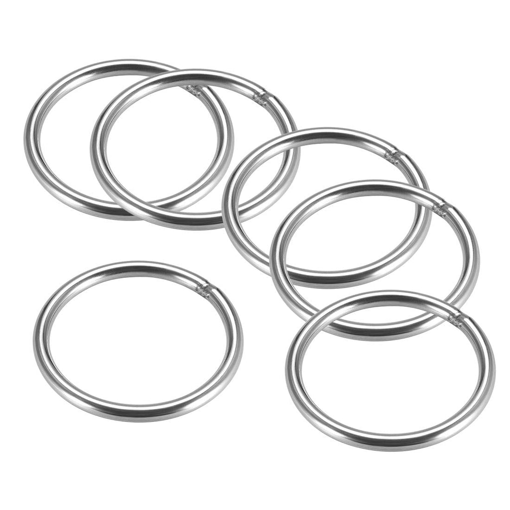  [AUSTRALIA] - uxcell 201 Stainless Steel O Ring 60mm(2.36") Outer Diameter 5mm Thickness Strapping Welded Round Rings 6pcs