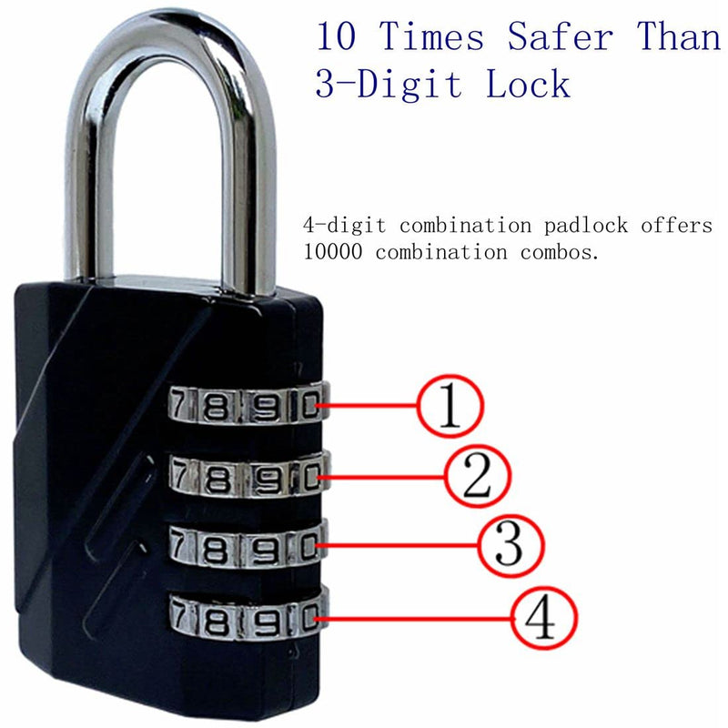  [AUSTRALIA] - ZPLIUST Combination Locks Resettable 4-Digit Outdoor Waterproof Padlock for Gym, School Locker, Fence, Toolbox, Gate, Hasp Storage Lock (Black & Blue 2 Pack) Black & Blue