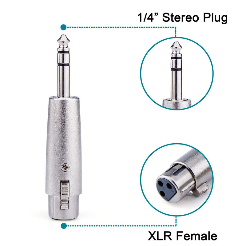 ALEKOR XLR Female to 1/4 Inch TRS Adapter - Female XLR to 1/4 Inch Stereo Male Balanced Audio Connector - 2 Pack XLR Female to 1/4" TRS Adapter - LeoForward Australia