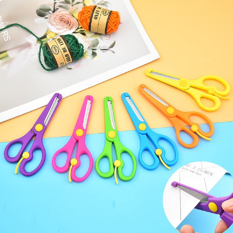  [AUSTRALIA] - 6Pcs Preschool Training Scissors, Children Safety Scissors Pre-School Training Scissors Safety Scissors Art Craft Scissors，Assorted Colors(6 colors)