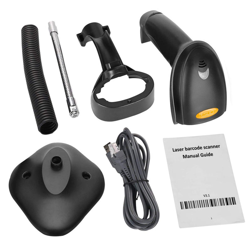  [AUSTRALIA] - Esup Barcode Scanner with Stand USB Barcode Scanner Wired Handheld Laser Barcode Reader with Adjustable Stand