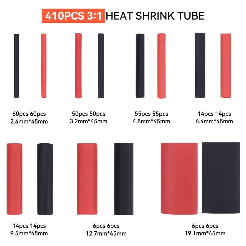  [AUSTRALIA] - Heat Shrink Tubing Set, Preciva 410 Heat Shrink Tubing Assortment Shrink Ratio 3:1 Heat Shrink Tubing Heat Shrink Tubing Set