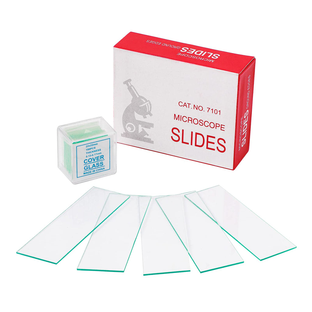  [AUSTRALIA] - Pre-Cleaned Blank Microscope Slides Kit丨50PCS Ground Edge Glass Microscope Slides and 100PCS Square Cover Glass Slips Coverslips Set for Lab Science