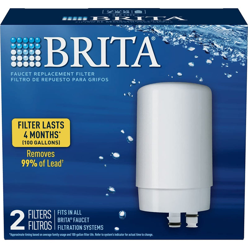  [AUSTRALIA] - Brita Tap Water Filter, Water Filtration System Replacement Filters for Faucets, Reduces 99% of Lead, Made Without BPA, White, 2 Count 2 ct