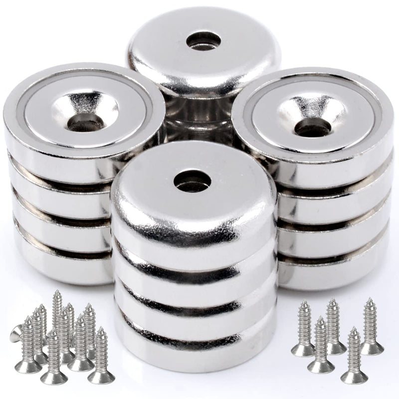  [AUSTRALIA] - 16Pcs Super Strong Round Base Cup Neodymium Magnets Heavy Duty, 60LBS Ring Rare Earth Magnets with Holes and Screw,0.98"(25mm)Countersunk Pot Magnets for Craft Kitchen WarehouseDIY Lockers Tools 0.98x0.28inch(25mm)16Pcs