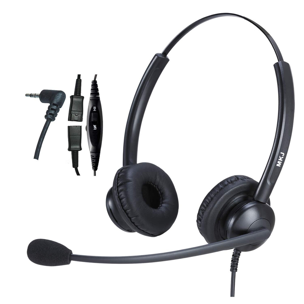  [AUSTRALIA] - 2.5mm Phone Headset for Office Landline Corded Telephone Headset with Noise Cancelling Microphone Wired Call Center Headphones for Panasonic KX-TGEA20 KX-TCA430 KX-TGE433 Cisco 303G 508G Uniden Vtech