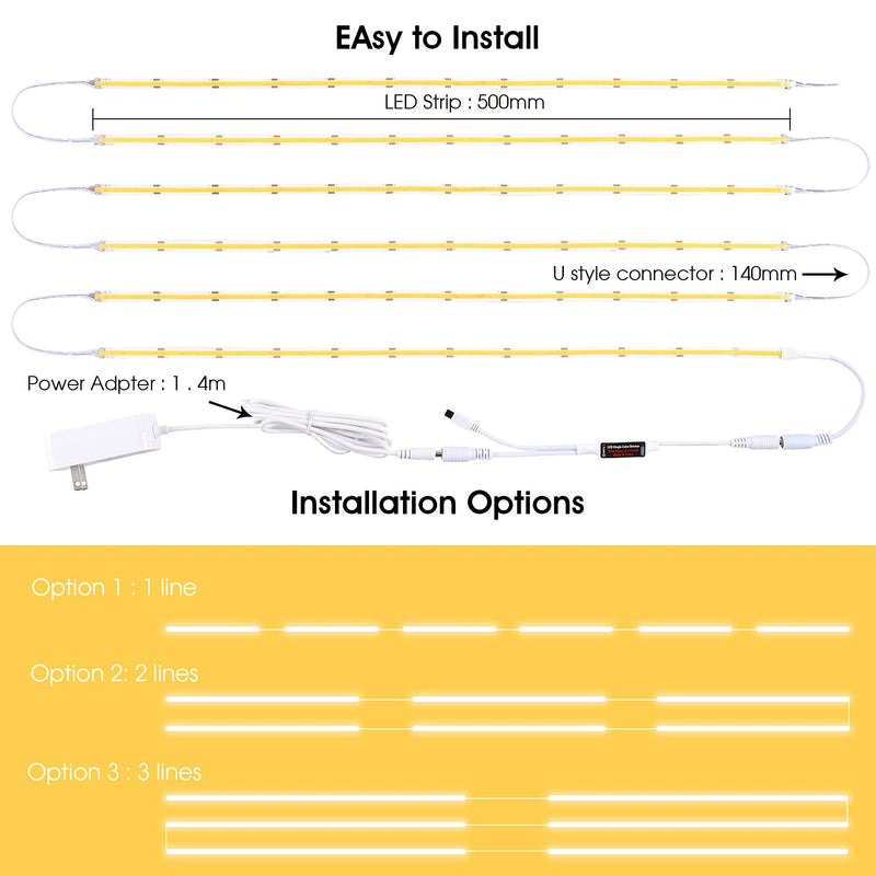 LED Under Cabinet Lighting kit, 6PCS COB LED Strip Lights with Remote Control Dimmer and Adapter, Dimmable Under Counter Lights for Kitchen Cabinet,Counter (Warm White, NO Dark Spots) - LeoForward Australia