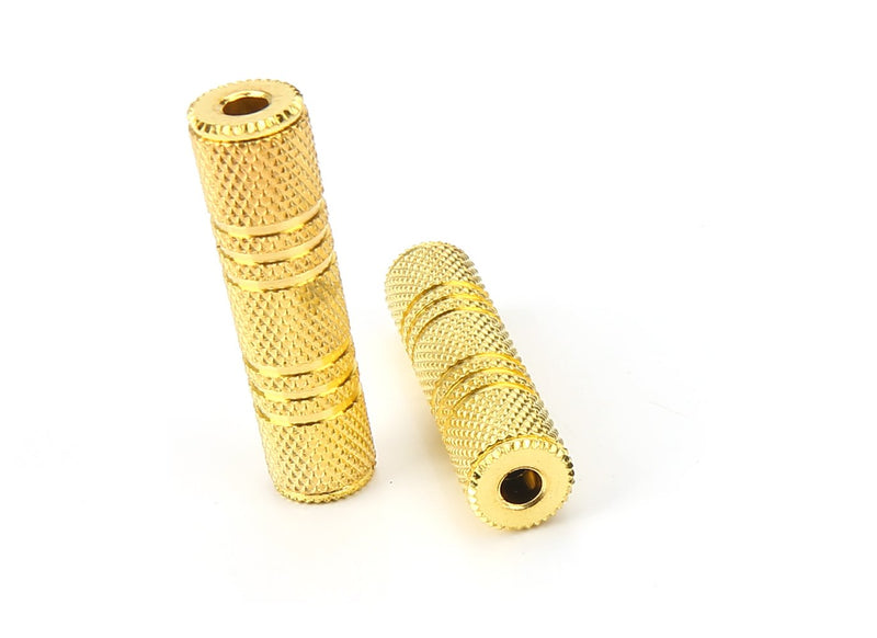 [AUSTRALIA] - 3.5mm Coupler, Devinal 1/8" TRS/TS Female to Female Stereo Adapter Jack, Gold Plated Female Gender Changer, Aux Cord Connectors Extender 2 Pack 1/8" Female