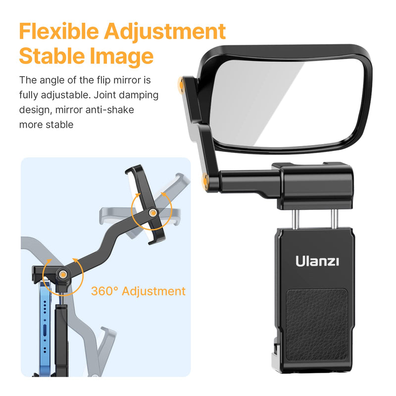  [AUSTRALIA] - ULANZI Smartphone Selfie Mirror Phone Holder Clip Mount for iPhone 14 13 12 Pro Max Mini Rear Phone Camera Vlogging Live Streaming Must Have Accessories