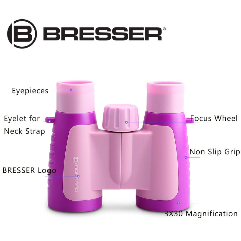  [AUSTRALIA] - BRESSER 3x30 High Resolution Kids Binoculars pink