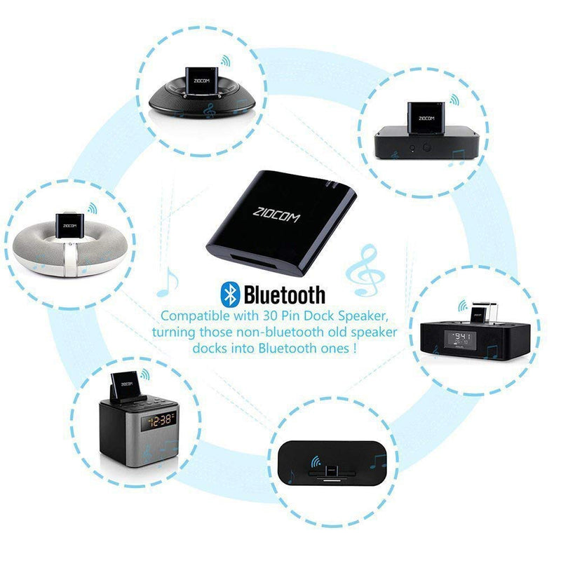 ZIOCOM [Upgrade] 30 Pin Bluetooth Adapter Audio Receiver for Bose iPod iPhone SoundDock and Other 30 Pin Dock Speakers, Upgrade Old SoundDock with 30 Pin Connector, Not for Any Cars or Motorcycles 30pin - LeoForward Australia