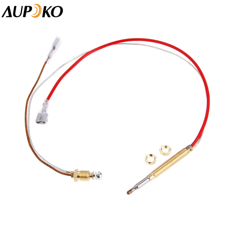  [AUSTRALIA] - Thermocouple for gas patio heater outdoor heating, Aupoko patio heater spare parts thermocouple for heating element, M6x75 thread with M8x1, M9x1 connection nuts 6.3 mm flat clamp, 410 mm