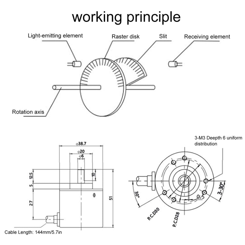  [AUSTRALIA] - ABZ Three-Phase Encoder Photoelectric Encoder DC 5-24V 3000-6000RPM Full Wave Encoder for Auto Engineering(600HZ),Encoder 600HZ