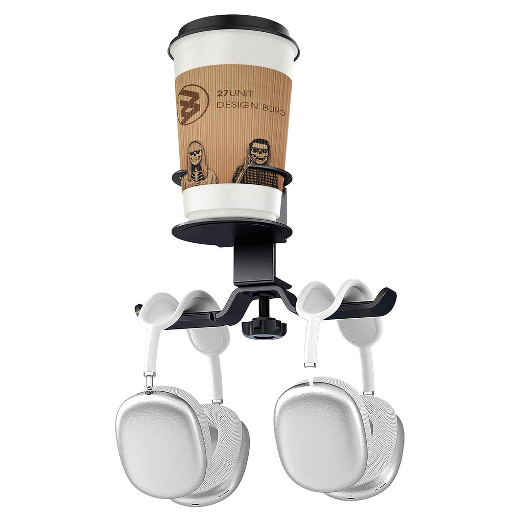  [AUSTRALIA] - WixGear Headphone Stand, 2 in 1 PC Gaming Headset Stand Cup Holder, with Cable Organizer, 360° Adjustable & Rotating Arm Clamp Headphone Holder, Suitable for All Headphones and Drinks