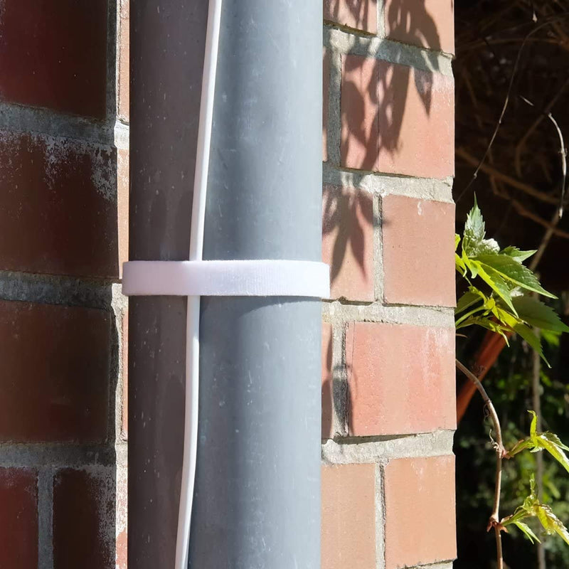  [AUSTRALIA] - 1/2 inch Hook & Loop Fastening Tape/Cable Tie for Electrical Cord 20ft Long Reuable Cable Straps (White)