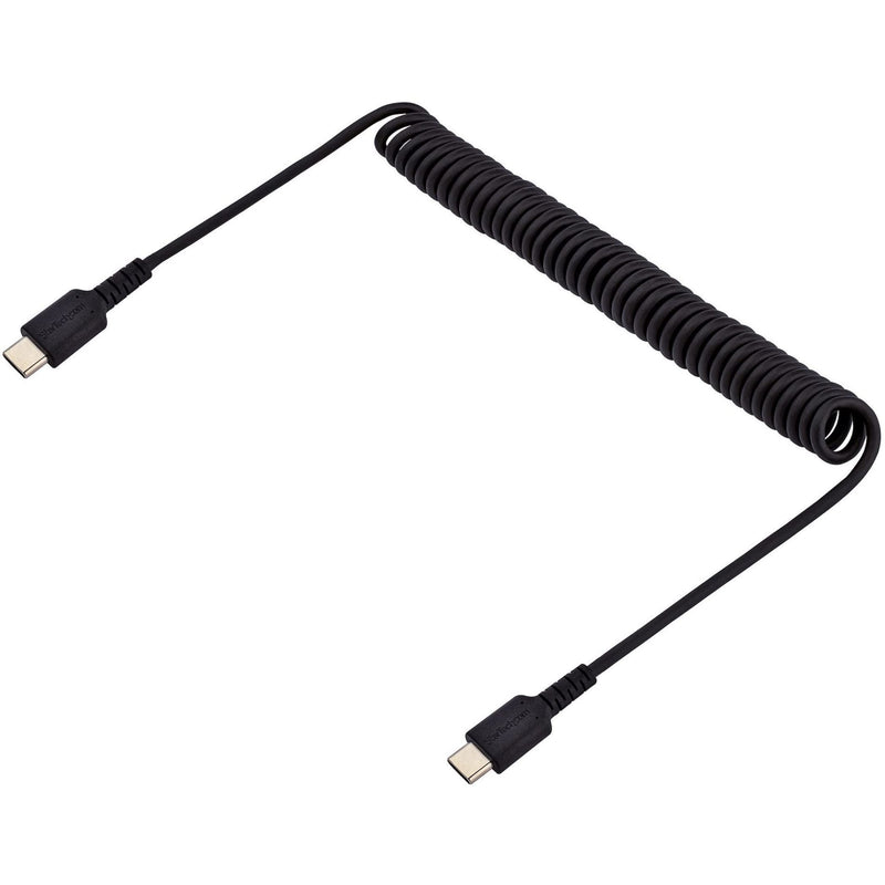  [AUSTRALIA] - StarTech.com 3ft (1m) USB C Charging Cable, Coiled Heavy Duty Fast Charge & Sync USB-C Cable, USB 2.0 Type-C Cable, Rugged Aramid Fiber, Durable Male to Male USB Cable, Black (R2CCC-1M-USB-CABLE) 3 ft / 1 m