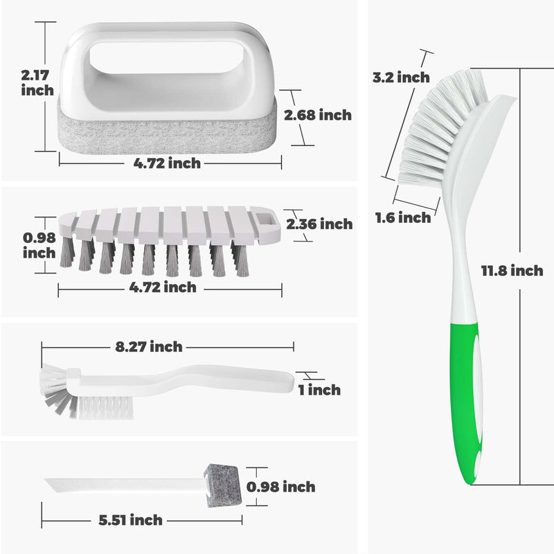  [AUSTRALIA] - Holikme 7 Pack Kitchen Cleaning Brush Set, Dish Brush for Cleaning, Kitchen Scrub Brush&Bendable Clean Brush&Groove Gap Brush&Scouring Pad for Pot and Pan, Kitchen Sink, Green