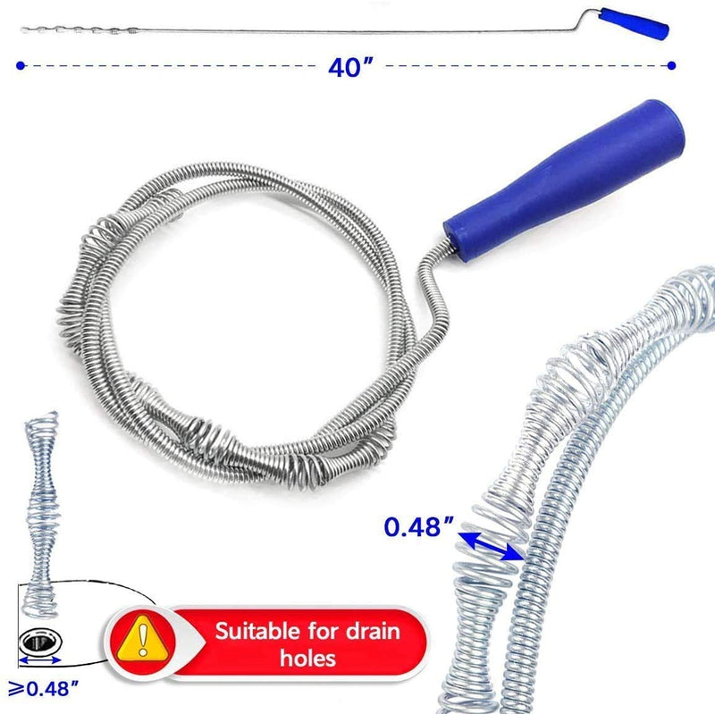  [AUSTRALIA] - 5 in 1 Sink Snake Cleaner Drain Auger Hair Catcher, Sink Dredge Drain Clog Remover Cleaning Tools for Kitchen Sink Bathroom Tub Toilet Clogged Drains Dredge Pipe Sewers Forlivese