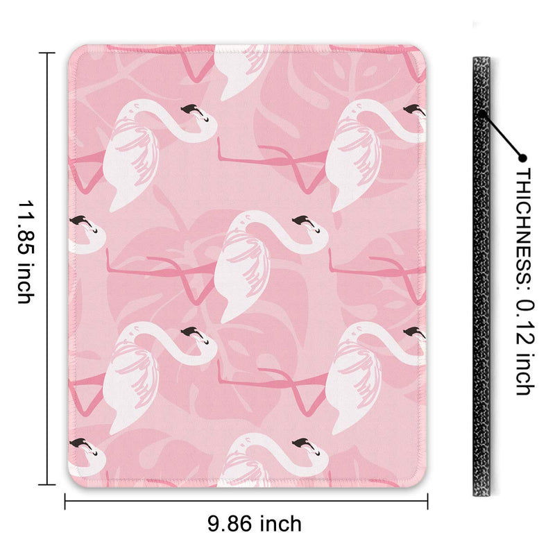  [AUSTRALIA] - Auhoahsil Mouse Pad, Square Flamingo Theme Anti-Slip Rubber Mousepad with Stitched Edges for Office Gaming Laptop Computer Women Girls, Cute Custom Pattern, 11.8" x 9.8", Elegant White Flamingos Pink White Flamingo