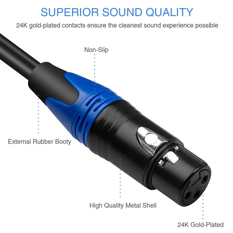  [AUSTRALIA] - DISINO Dual Female XLR to 1/4 inch(6.35mm) TRS Stereo Male Plug Y-Splitter Cable, Unbalanced 2-XLR Female to Quarter inch Adapter Patch Cord - 10 Feet /3 Meters