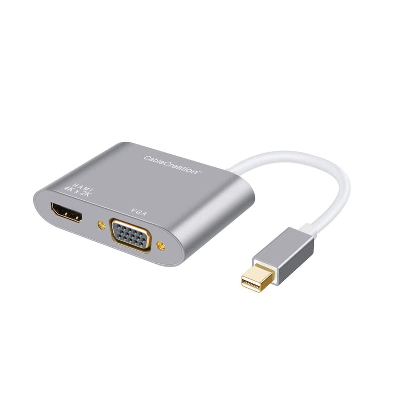  [AUSTRALIA] - Mini DisplayPort to HDMI VGA Adapter, CableCreation 2 in 1 Mini DP (Thunderbolt 2) Converter Hub Compatible with MacBook, MacBook Pro, iMac,Air, Mac Mini, Surface Pro 5/6 etc, Aluminium Gray Space Gray