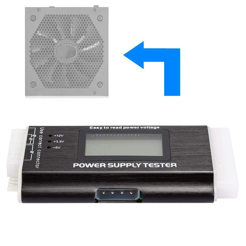  [AUSTRALIA] - Plyisty Aluminum Alloy PC Power Supply Tester, Mini Portable ATX SATA Power Supply Tester, LCD Display Digital for ATX, BTX, ITX, TFX Supports Automatically Alarm