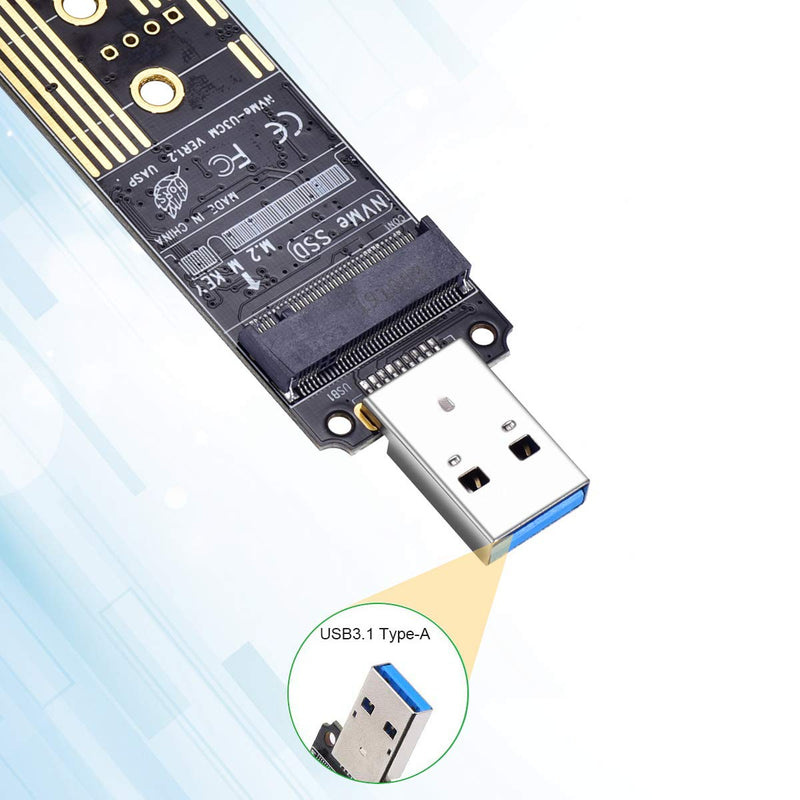  [AUSTRALIA] - M.2 NVME USB 3.1 Adapter, M-Key M.2 NVME to USB Card Reader USB 3.1 Gen 2 Bridge Chip with 10 Gbps High Performance, Compatible with Samsung 950/960/970 Evo/Pro or Other M.2 SSDs with PCI-E Type