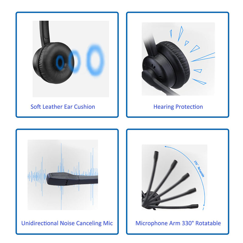  [AUSTRALIA] - MAIRDI Phone Headset with Noise Canceling Microphone, Call Center Office Headset with RJ9 Jack & 3.5mm Connector for Landline Deskphone Cell Phone PC Laptop, Telephone Headset Work for Polycom Monaural