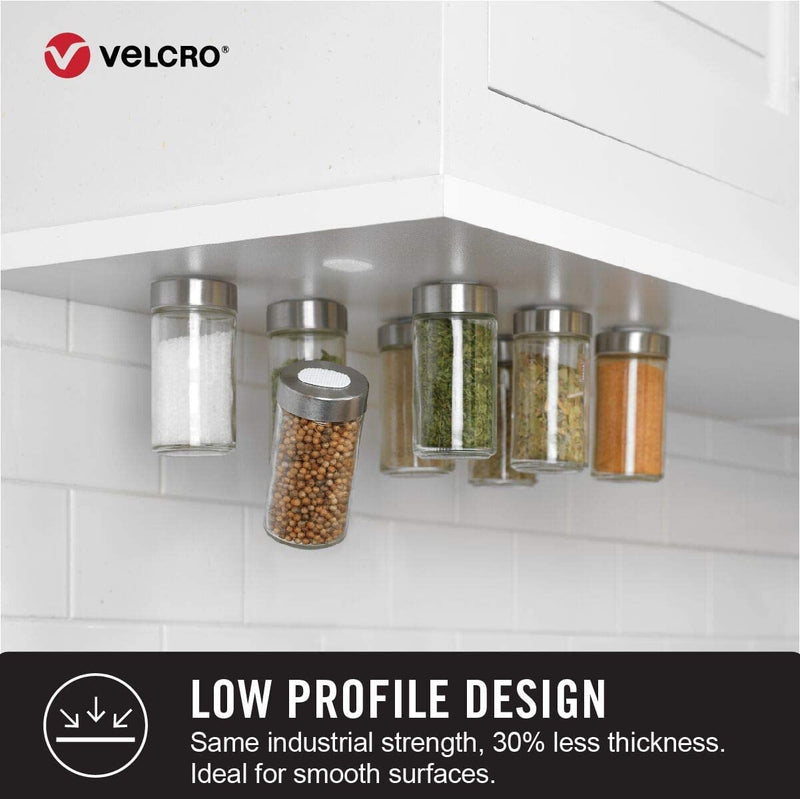  [AUSTRALIA] - VELCRO Brand Strong Thin Tape | 12ft Heavy Duty Roll Discrete Low Profile Flush Seamless Surface Mount | Holds up to 10lbs in Kitchen or Bathroom | Powerful Fastener Solution for Tough Projects, White 12ft x 1in