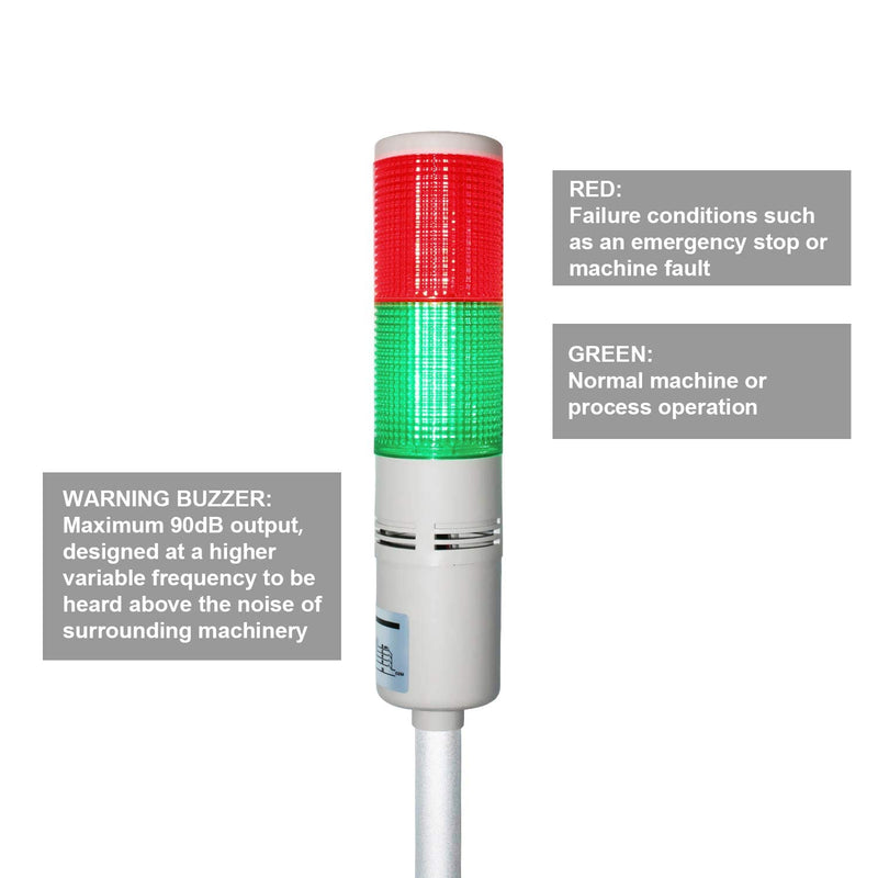  [AUSTRALIA] - LUBAN 12V LED Tower Stack Lights, Industrial Warning Signal Lights Tower Lamps, Facility Safety Signal Indicator, LED Andon Light (DC 12V/2 Layers/with Sound) DC 12V 2-Layer + Buzzer