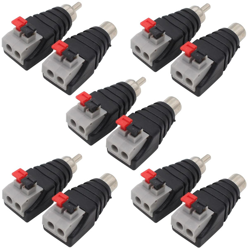  [AUSTRALIA] - exgoofit Speaker Phono Wire Cable to Audio Male Female RCA Connector Adapter Plug Jack 10 Pack (5 Male and 5 Female)