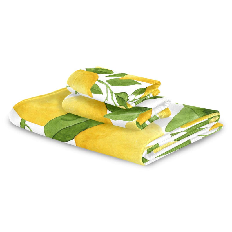  [AUSTRALIA] - Vdsrup Lemon Towels Set of 3 Summer Lime Leaves Hand Towel Tropical Fruits Bath Towel Washcloth Soft Thin Face Guest Towel Kitchen Tea Dish Towels Bathroom Decorations Housewarming Gifts