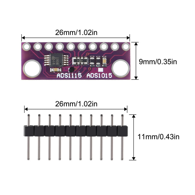  [AUSTRALIA] - DORHEA 3PCS ADS1115 16 Bit Analog to Digital Development Board ADC Converter Module 4 Channel Board with Programmable Gain Amplifier 2.0V to 5.5V for Raspberry Pi