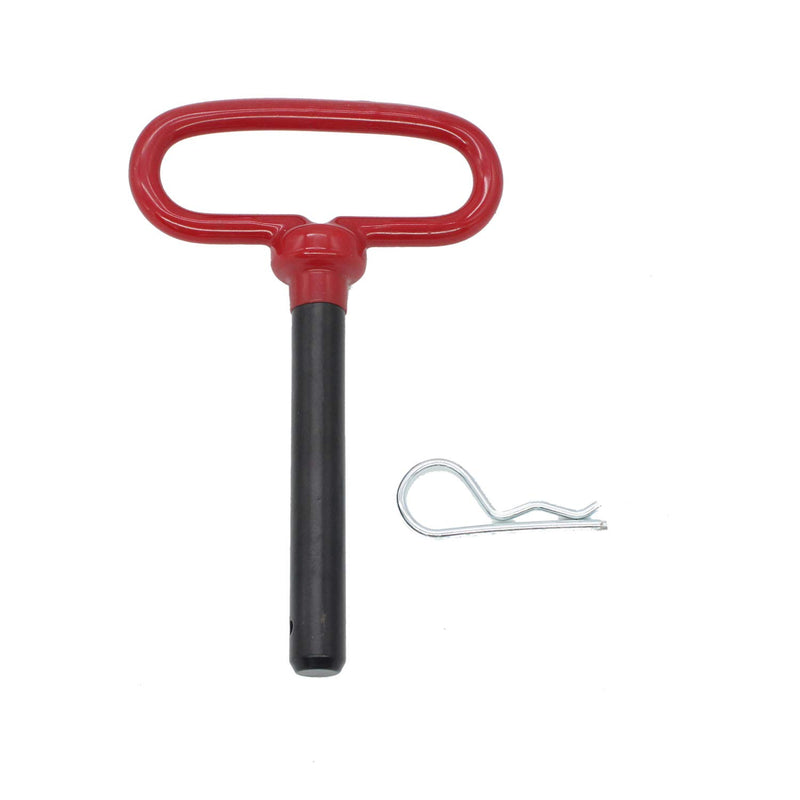  [AUSTRALIA] - X-Haibei Head Towing Hitch Pin and Clip 5/8 x 4 inch for Tractor Truck, Red Handle, 1 Pack