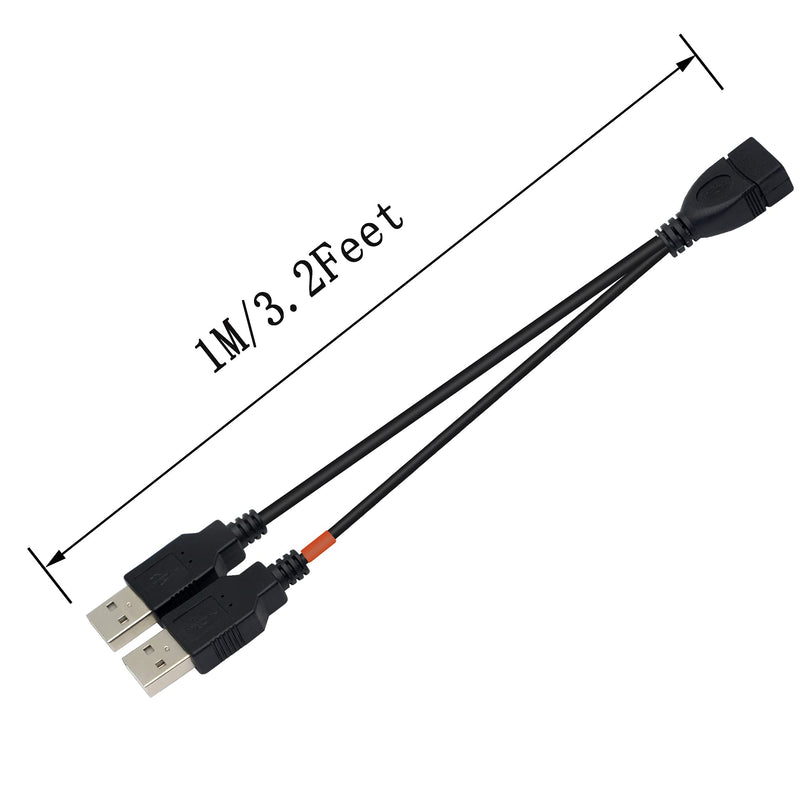  [AUSTRALIA] - PNGKNYOCN 3.2 Feet USB Splitter Cable, USB 2.0A Female to Dual USB A Male Y Hub Adapter Cable YOUCHENG for Computers and Mobile Phones Etc. Only One Port for Data Transmission