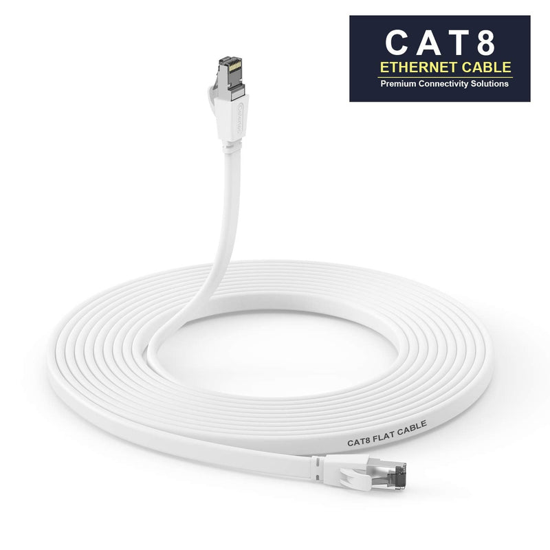  [AUSTRALIA] - CAT8 Ethernet Cable, 25ft, Cat 8 Flat Patch Cable with RJ45 Connector,25/40Gbps 2000MHz Gigabit Ethernet LAN Cable, U/FTP, Indoor& Outdoor, Compatible with Laptop, Switch, Router, PS5, PS4