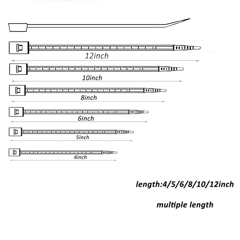  [AUSTRALIA] - 400pcs White Zip Ties Assorted Size Nylon Cable Zip Ties 4" +5"+6"+8"+10"and 12" Heavy Duty Cable Zip Ties Combo Pack Perfect for Home Outdoor Garden Office Use
